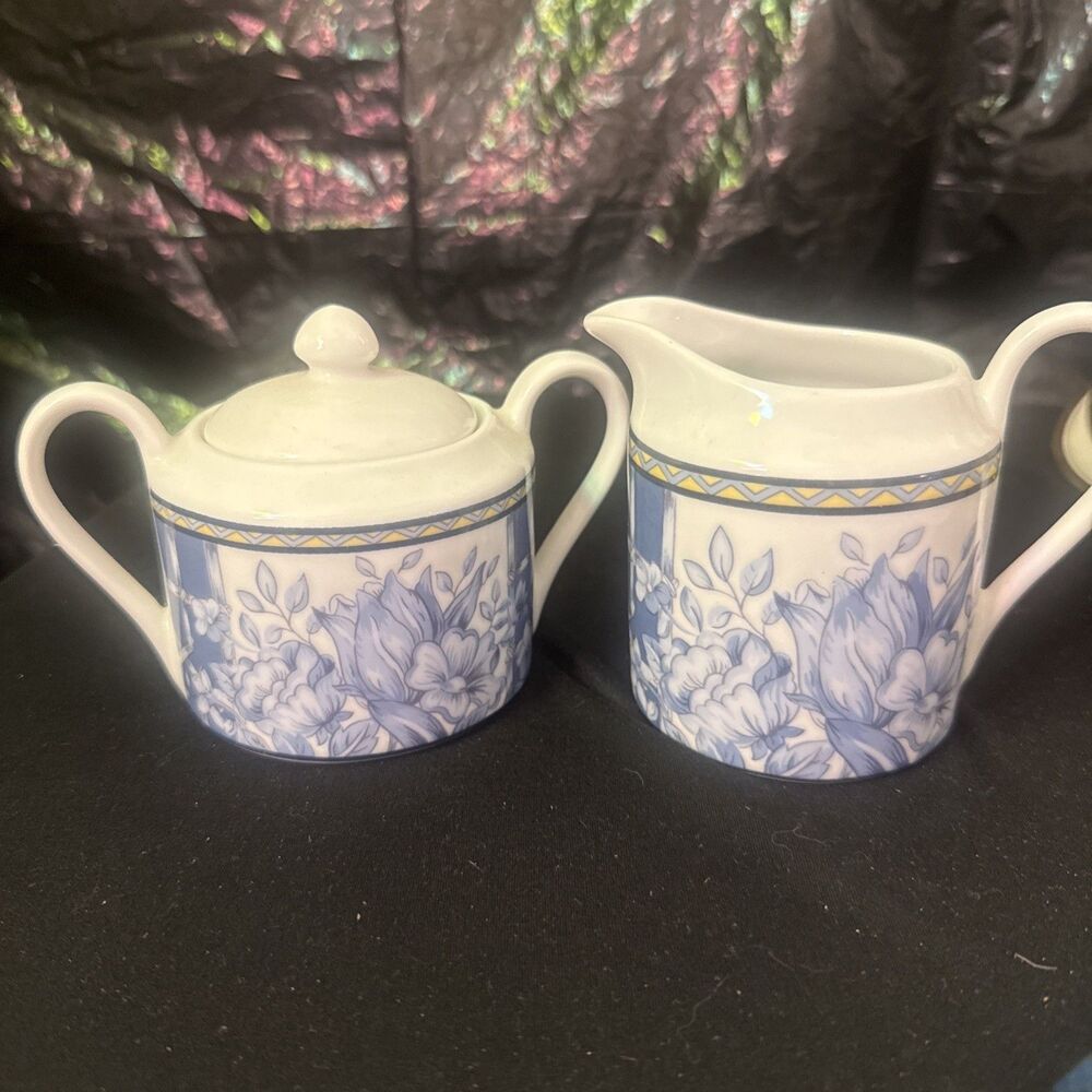 Coventry Fine Porcelain - PALACE GARDEN - (2) Creamer & Sugar Bowl W/Lid Set